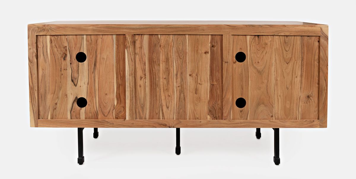 Jofran The Wave Three Door Solid Acacia Hardwood Accent Cabinet in Natural - Holmwood's Furniture & Design Center (Somersworth, NH)