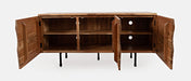 Jofran The Wave Three Door Solid Acacia Hardwood Accent Cabinet in Natural - Holmwood's Furniture & Design Center (Somersworth, NH)