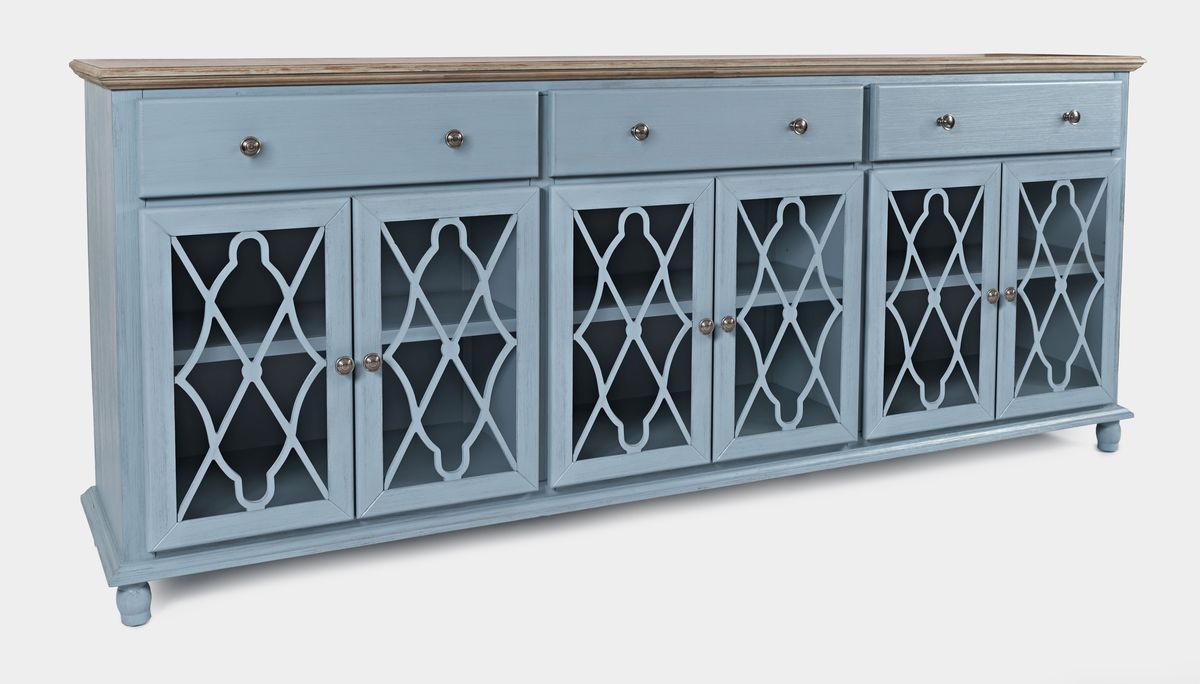 Jofran Aurora Hills Country Wire-Brushed 6 Door Accent Chest in Blue - Holmwood's Furniture & Design Center (Somersworth, NH)
