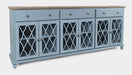 Jofran Aurora Hills Country Wire-Brushed 6 Door Accent Chest in Blue - Holmwood's Furniture & Design Center (Somersworth, NH)
