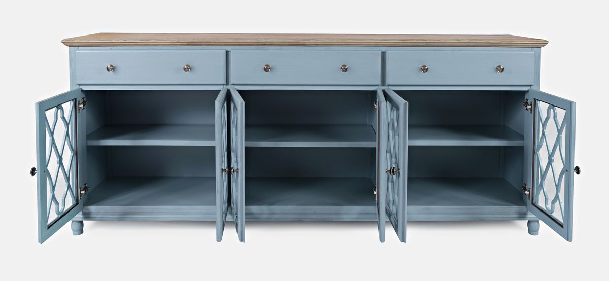 Jofran Aurora Hills Country Wire-Brushed 6 Door Accent Chest in Blue - Holmwood's Furniture & Design Center (Somersworth, NH)