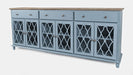 Jofran Aurora Hills Country Wire-Brushed 6 Door Accent Chest in Blue - Holmwood's Furniture & Design Center (Somersworth, NH)