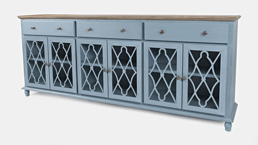 Jofran Aurora Hills Country Wire-Brushed 6 Door Accent Chest in Blue - Holmwood's Furniture & Design Center (Somersworth, NH)