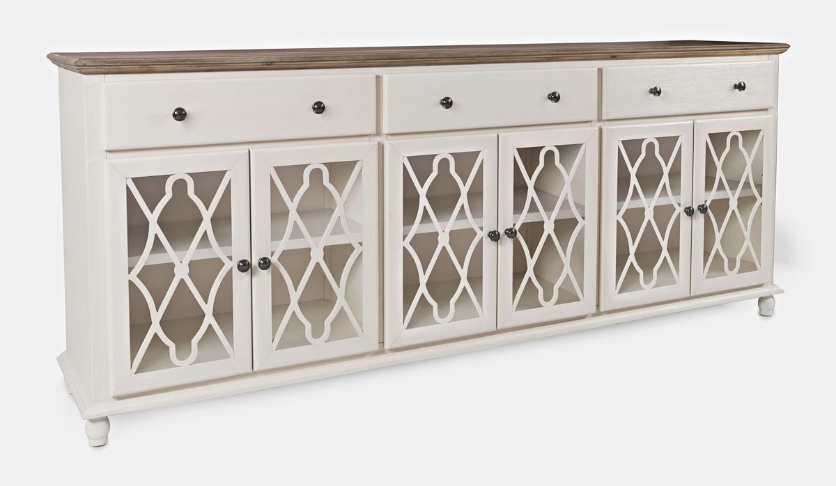 Jofran Aurora Hills Country Wire-Brushed 6 Door Accent Chest in Brushed White - Holmwood's Furniture & Design Center (Somersworth, NH)