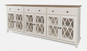 Jofran Aurora Hills Country Wire-Brushed 6 Door Accent Chest in Brushed White - Holmwood's Furniture & Design Center (Somersworth, NH)
