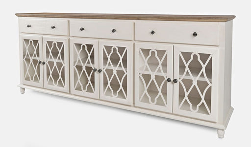 Jofran Aurora Hills Country Wire-Brushed 6 Door Accent Chest in Brushed White - Holmwood's Furniture & Design Center (Somersworth, NH)