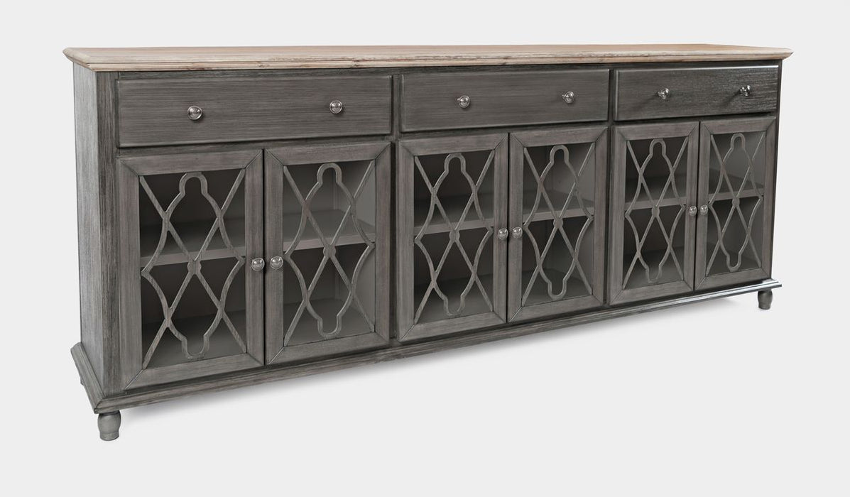 Jofran Aurora Hills Country Wire-Brushed 6 Door Accent Chest in Brushed Grey - Holmwood's Furniture & Design Center (Somersworth, NH)