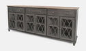 Jofran Aurora Hills Country Wire-Brushed 6 Door Accent Chest in Brushed Grey - Holmwood's Furniture & Design Center (Somersworth, NH)