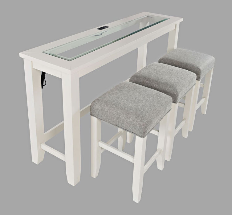 Jofran Urban Icon Contemporary 4 Piece Counter Height 66" Dining Table Set with USB Charging in White - Holmwood's Furniture & Design Center (Somersworth, NH)