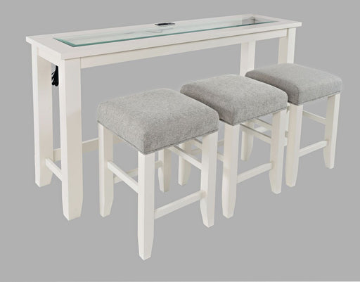 Jofran Urban Icon Contemporary 4 Piece Counter Height 66" Dining Table Set with USB Charging in White image
