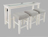 Jofran Urban Icon Contemporary 4 Piece Counter Height 66" Dining Table Set with USB Charging in White image