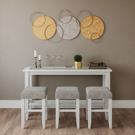 Jofran Urban Icon Contemporary 4 Piece Counter Height 66" Dining Table Set with USB Charging in White - Holmwood's Furniture & Design Center (Somersworth, NH)