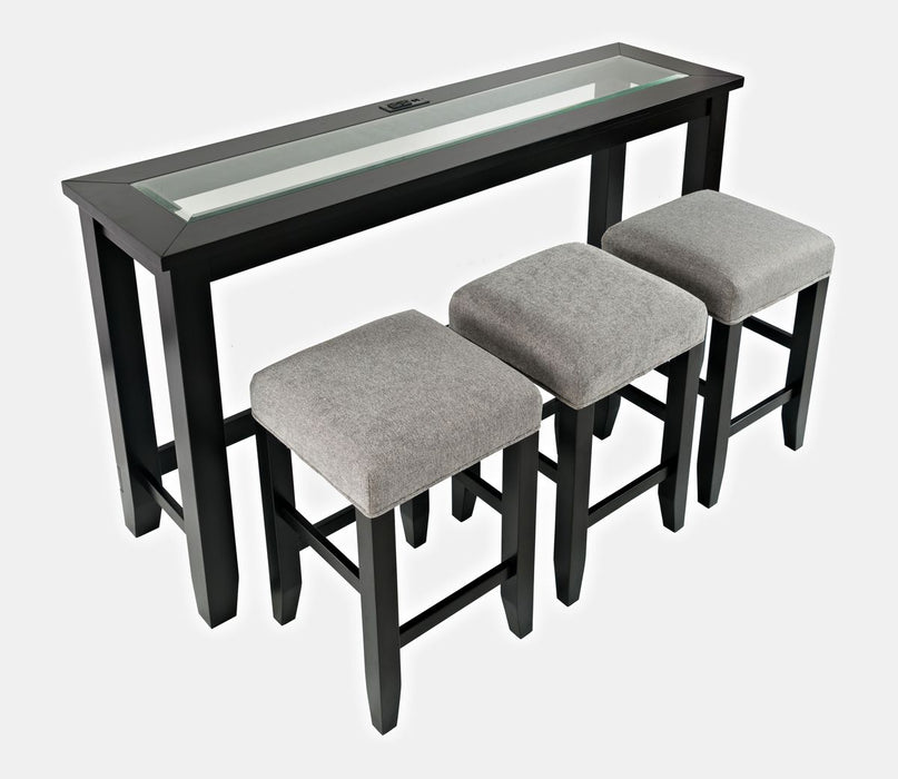 Jofran Urban Icon Contemporary 4 Piece Counter Height 66" Dining Table Set with USB Charging in Black - Holmwood's Furniture & Design Center (Somersworth, NH)