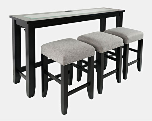 Jofran Urban Icon Contemporary 4 Piece Counter Height 66" Dining Table Set with USB Charging in Black image