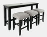 Jofran Urban Icon Contemporary 4 Piece Counter Height 66" Dining Table Set with USB Charging in Black image