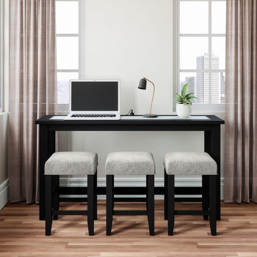 Jofran Urban Icon Contemporary 4 Piece Counter Height 66" Dining Table Set with USB Charging in Black - Holmwood's Furniture & Design Center (Somersworth, NH)
