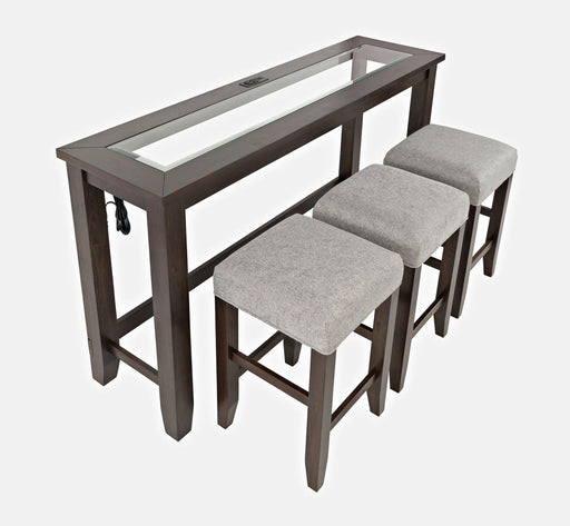 Jofran Urban Icon Contemporary 4 Piece Counter Height 66" Dining Table Set with USB Charging in Merlot image
