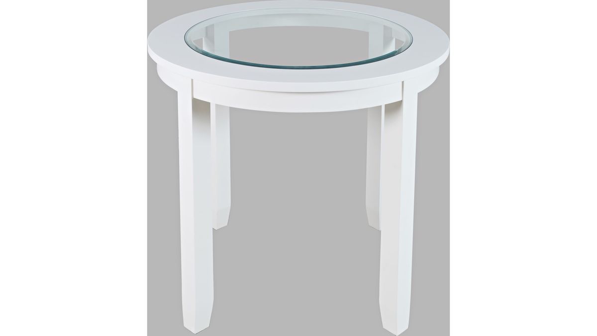 Jofran Urban Icon 42" Round Counter Height Dining Table in White - Holmwood's Furniture & Design Center (Somersworth, NH)