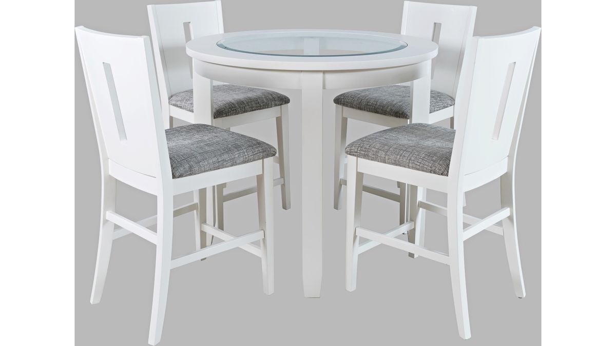 Jofran Urban Icon 42" Round Counter Height Dining Table in White - Holmwood's Furniture & Design Center (Somersworth, NH)