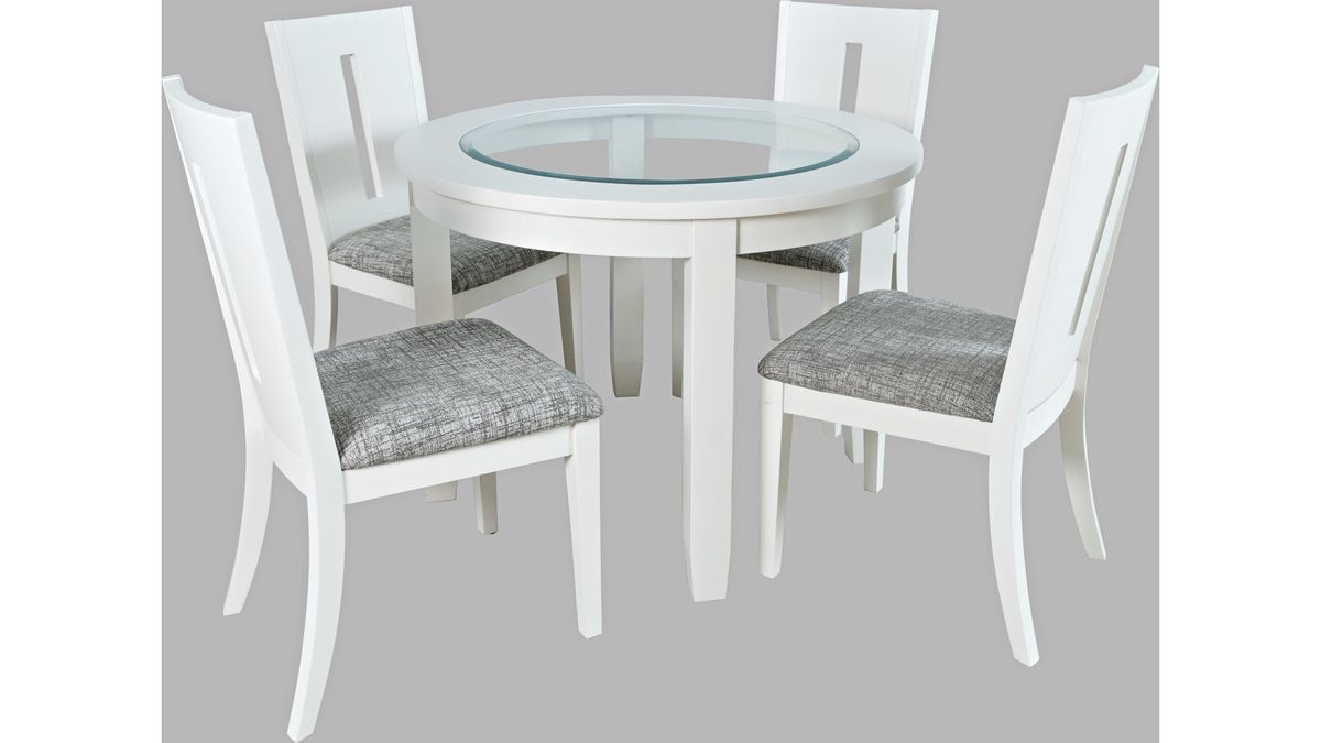 Jofran Urban Icon 42" Round Dining Table in White - Holmwood's Furniture & Design Center (Somersworth, NH)