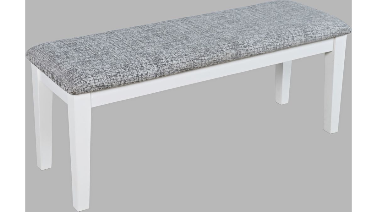 Jofran Urban Icon Upholstered Bench in White - Holmwood's Furniture & Design Center (Somersworth, NH)