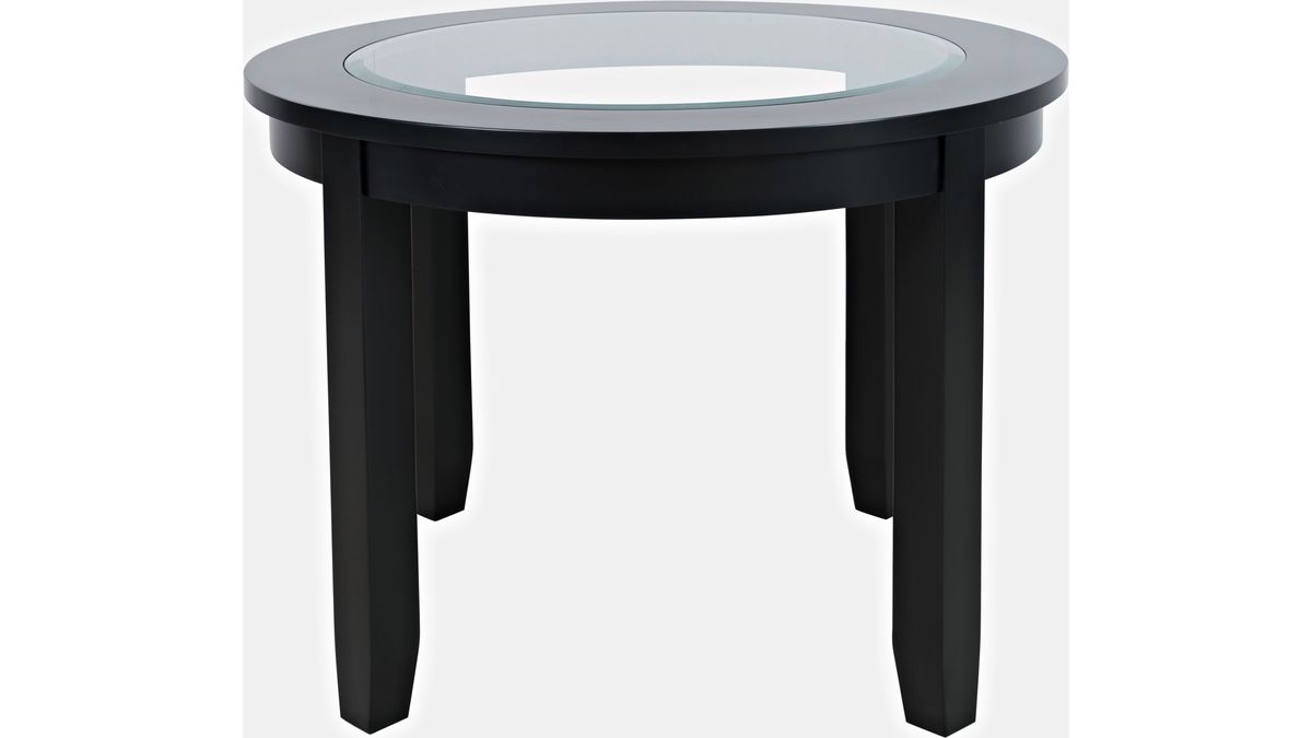 Jofran Urban Icon 42" Round Dining Table in Black - Holmwood's Furniture & Design Center (Somersworth, NH)