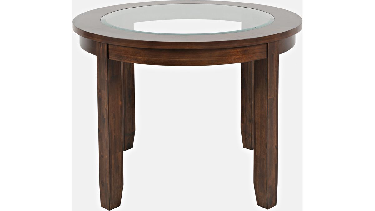 Jofran Urban Icon 42" Round Dining Table in Merlot - Holmwood's Furniture & Design Center (Somersworth, NH)