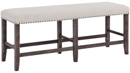 Jofran Willow Creek Counter Height Bench in Cream/Rich Distressed - Holmwood's Furniture & Design Center (Somersworth, NH)