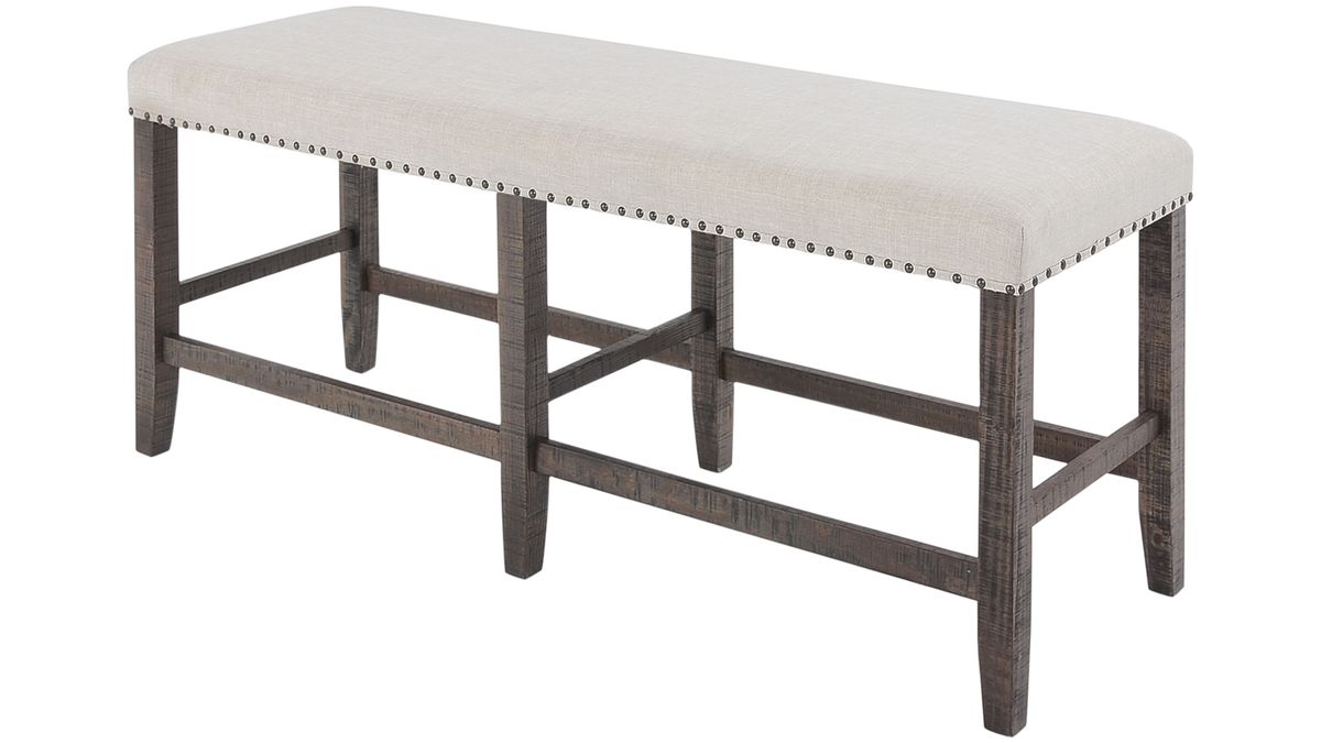 Jofran Willow Creek Counter Height Bench in Cream/Rich Distressed - Holmwood's Furniture & Design Center (Somersworth, NH)