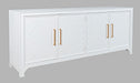 Jofran Gramercy Mid-Century Modern Chevron Four Door 79" Accent Cabinet in Blanc - Holmwood's Furniture & Design Center (Somersworth, NH)