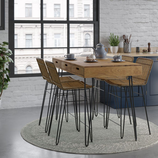Jofran Rollins 52" Solid Hardwood Modern Counter Dining Table with Storage in Light Brown - Holmwood's Furniture & Design Center (Somersworth, NH)