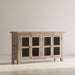 Jofran Rustic Shores 54" Coastal Distressed Acacia Four-Door Credenza Cabinet in Grey Wash - Holmwood's Furniture & Design Center (Somersworth, NH)