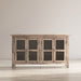 Jofran Rustic Shores 54" Coastal Distressed Acacia Four-Door Credenza Cabinet in Grey Wash image