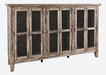Jofran Rustic Shores 70" Coastal Distressed Acacia Six-Door Accent Cabinet in Grey Wash - Holmwood's Furniture & Design Center (Somersworth, NH)
