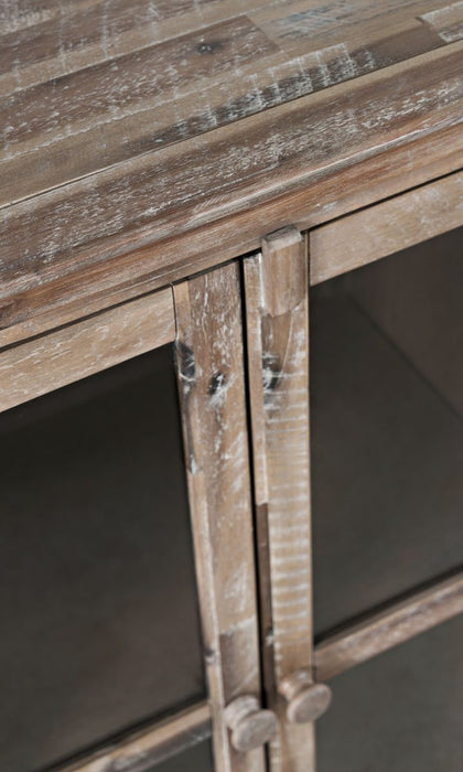 Jofran Rustic Shores 70" Coastal Distressed Acacia Six-Door Accent Cabinet in Grey Wash - Holmwood's Furniture & Design Center (Somersworth, NH)