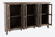 Jofran Rustic Shores 70" Coastal Distressed Acacia Six-Door Accent Cabinet in Grey Wash - Holmwood's Furniture & Design Center (Somersworth, NH)
