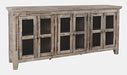 Jofran Rustic Shores 70" Coastal Distressed Acacia Six-Door Sideboard Cabinet in Grey Wash - Holmwood's Furniture & Design Center (Somersworth, NH)