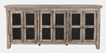 Jofran Rustic Shores 70" Coastal Distressed Acacia Six-Door Sideboard Cabinet in Grey Wash image