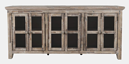 Jofran Rustic Shores 70" Coastal Distressed Acacia Six-Door Sideboard Cabinet in Grey Wash image