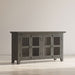 Jofran Rustic Shores 54" Coastal Distressed Acacia Four-Door Credenza Cabinet in Stone - Holmwood's Furniture & Design Center (Somersworth, NH)