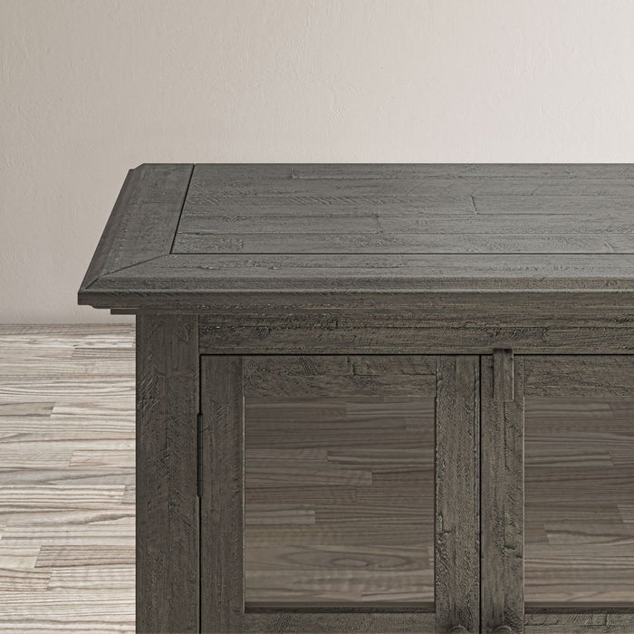 Jofran Rustic Shores 54" Coastal Distressed Acacia Four-Door Credenza Cabinet in Stone - Holmwood's Furniture & Design Center (Somersworth, NH)