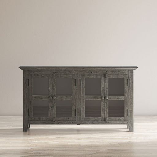 Jofran Rustic Shores 54" Coastal Distressed Acacia Four-Door Credenza Cabinet in Stone image