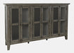 Jofran Rustic Shores 70" Coastal Distressed Acacia Six-Door Accent Cabinet in Stone - Holmwood's Furniture & Design Center (Somersworth, NH)