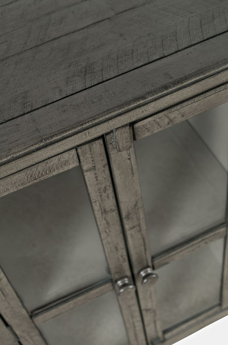 Jofran Rustic Shores 70" Coastal Distressed Acacia Six-Door Accent Cabinet in Stone - Holmwood's Furniture & Design Center (Somersworth, NH)