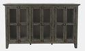 Jofran Rustic Shores 70" Coastal Distressed Acacia Six-Door Accent Cabinet in Stone image