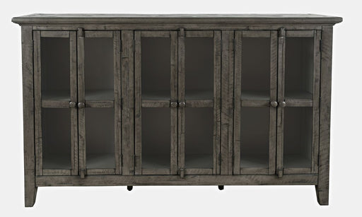 Jofran Rustic Shores 70" Coastal Distressed Acacia Six-Door Accent Cabinet in Stone image