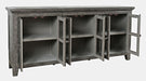 Jofran Rustic Shores 70" Coastal Distressed Acacia Six-Door Sideboard Cabinet in Stone - Holmwood's Furniture & Design Center (Somersworth, NH)