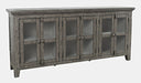 Jofran Rustic Shores 70" Coastal Distressed Acacia Six-Door Sideboard Cabinet in Stone - Holmwood's Furniture & Design Center (Somersworth, NH)