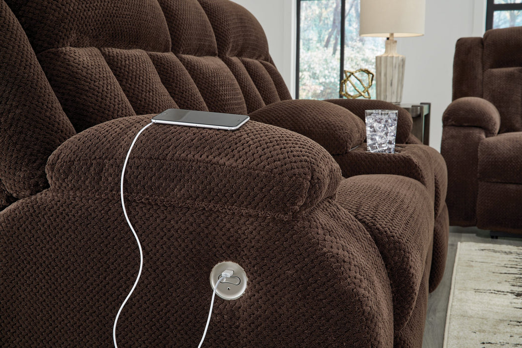 Observation Power Reclining Loveseat with Console - Holmwood's Furniture & Design Center (Somersworth, NH)
