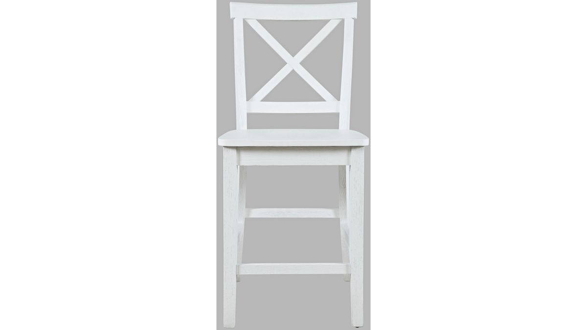 Jofran Eastern Tides X Back Counter Stool in Blanc (Set of 2) - Holmwood's Furniture & Design Center (Somersworth, NH)
